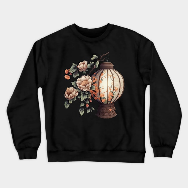 Elegant Chinese Lantern Flower Design Crewneck Sweatshirt by kansaikate